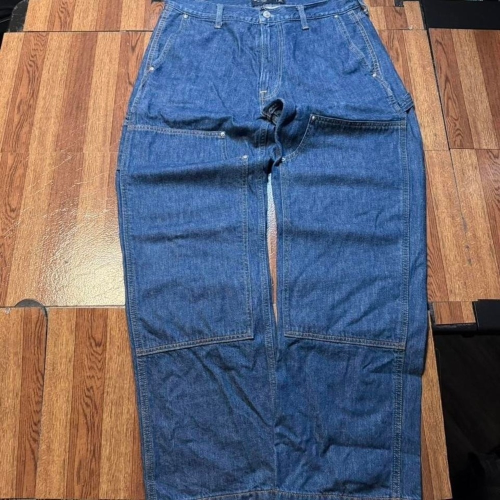 Abercrombie&Fitch Blue Wash Baggy Knee Carpenter Jean Pants 30x32